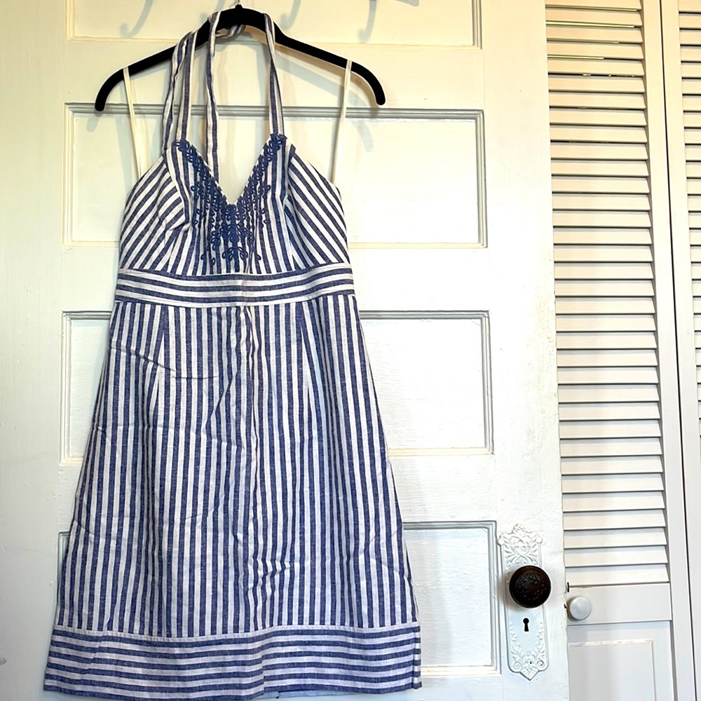 Stopped linen halter dress